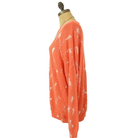 BP Pullover Sweater Top Plus 2X Long Sleeve Splatter Print Coral Camellia NWT B6 - Picture 5 of 5